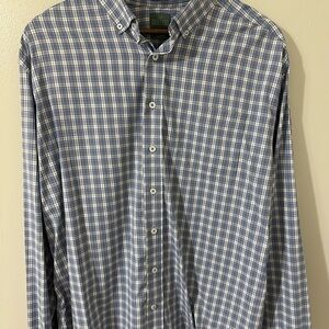 Genteal Classic Blue and White Plaid Men's Shirt